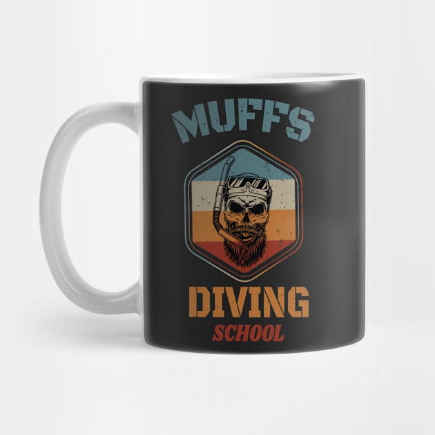 Muffs Diving School - Skull Retro Diving Lover gift by WassilArt